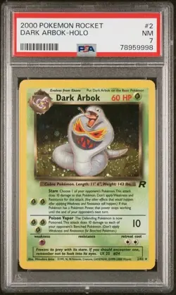 2000 Pokemon Team Rocket Dark Arbok #2 PSA7 - Image 1