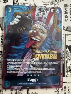 Buggy P-084 Release Event Winner Promo Stamped One Piece English - MINT - Image 1