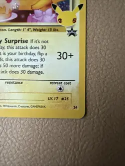 Pokemon TCG Birthday Pikachu Holo Card #24 Ultra Rare 25th Celebrations Edition - Image 4