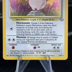 Pokemon TCG Clefable Jungle Holo Rare Card 1/64 Stage English Unlimited LP - Image 3