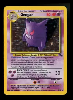 #5 Gengar 5/62 Fossil 1999 Holo Rare WOTC Pokemon Card TCG - Image 1