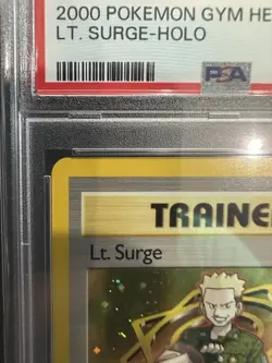 Pokemon Lt. Surge Trainer Gym Heroes TCG 017/132 With Swirl PSA 8 - Image 2