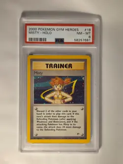 Trainer Misty (2000) Gym Heroes Holo #18/132 PSA 8 Mint Pokemon TCG - Image 1