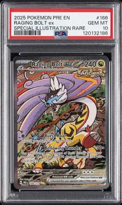 2025 POKEMON PRE EN-PRISMATIC EVOLUTIONS #166 RAGING BOLT EX PSA 10 - Image 1