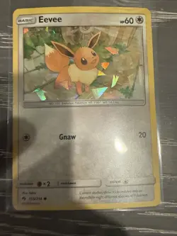 Pokemon TCG Lost Thunder Eevee Holo Card 155/214 Cracked Ice - Image 1