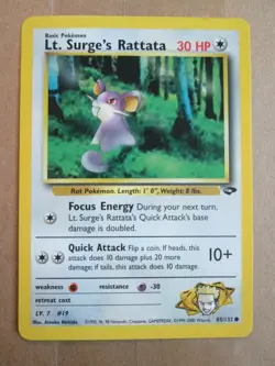 Lt. Surge's Rattata - 85/132 - Common WOTC TCG—Gym Challenge Pokemon Card - Image 1