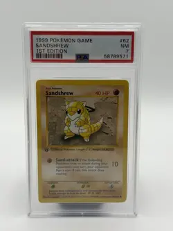 Pokemon TCG Sandshrew Base Set Shadowless 1st Edition PSA 7 62/102 English - Image 1