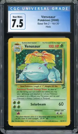 Pokemon Venusaur Base Set 2 Holo Rare #18 CGC 7.5 - Image 1