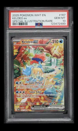 Keldeo ex 167/086 PSA 10 Special Illustration Rare 2025 Pokemon White Flare - Image 1