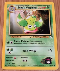 Erika's Weepinbell # 49/132 Uncommon Gym Heroes 2000 Pokemon Low Played Vintage - Image 1