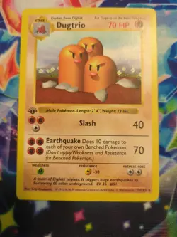 Pokemon TCG Dugtrio Base Set 19/102 First Edition Shadowless Rare 1999 HP - Image 1
