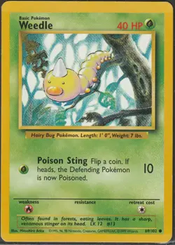 WEEDLE - 69/102 - Base Set - Pokemon WOTC - HP - Image 1