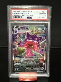 Pokemon Gengar VMAX Fusion Strike Secret Rare Full Alt Art #271 PSA 10 Gem Mint - Image 1