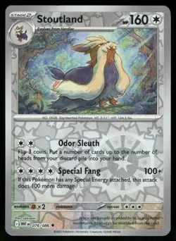 Stoutland 076/086 Uncommon White Flare Pokemon Reverse Holo Near Mint - Image 1