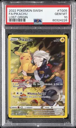2022 POKEMON SWORD & SHIELD LOST ORIGIN #TG05 FULL ART/PIKACHU PSA 10 - Image 1