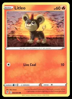 2021 Evolving Skies Set Pokemon Card 022 Litleo NM - Image 1