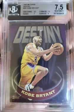 1997-98 Topps DESTINY KOBE BRYANT #D5 Chrome Insert LAKERS Card PSA 7.5 2nd Year - Image 1