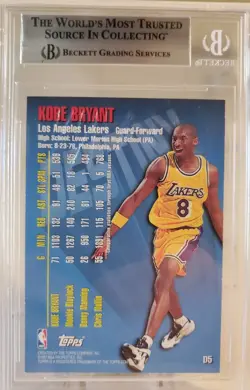 1997-98 Topps DESTINY KOBE BRYANT #D5 Chrome Insert LAKERS Card PSA 7.5 2nd Year - Image 3