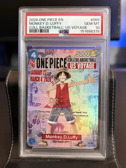2026 ONE PIECE PROMOS ONE PIECE COLLEGE BK: US VOYAGE MONKEY D. LUFFY PSA 10 GEM - Image 1