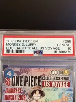 2026 ONE PIECE PROMOS ONE PIECE COLLEGE BK: US VOYAGE MONKEY D. LUFFY PSA 10 GEM - Image 3