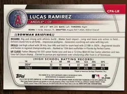 2025 Bowman Chrome Prospects Lucas Ramirez -Auto 1st Bowman Green Shimmer /99 - Image 3