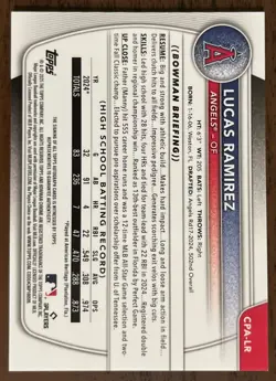 2025 Bowman Chrome Prospects Lucas Ramirez -Auto 1st Bowman Green Shimmer /99 - Image 4