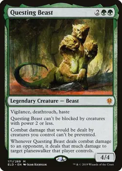 Questing Beast 1x FOIL ELD MTG Throne of Eldraine Mythic MINT green - Image 1