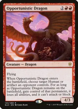 Opportunistic Dragon 2x FOIL ELD MTG Throne of Eldraine Rare MINT red - Image 1