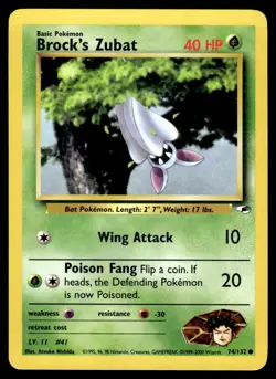 Pokemon TCG Gym Heroes #074/132 Brock's Zubat (74) LP - Image 1