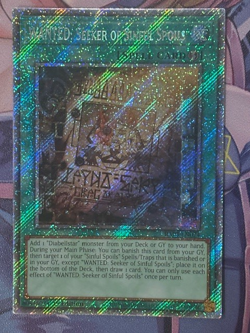 Yugioh 1x WANTED: Seeker of Sinful Spoils Platinum Secret Rare RA03-EN074 1st NM - Image 1