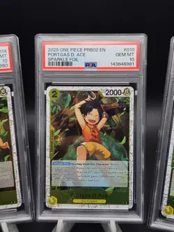 2025 One Piece PRB02 Sparkle Foil Luffy Ace Sabo PSA 10 Sequential - Image 3