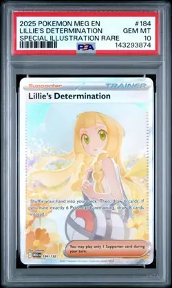2025 POKEMON MEG EN-MEGA EVOLUTION #184 LILLIE'S DETERMINATION PSA 10 - Image 1