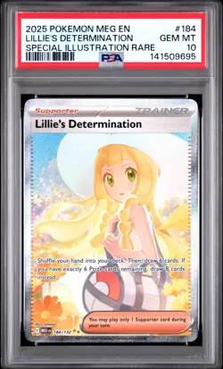 2025 POKEMON MEG EN-MEGA EVOLUTION #184 LILLIE'S DETERMINATION PSA 10 Gem Mint - Image 1