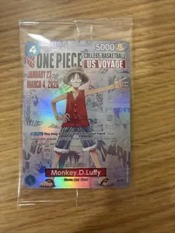 One Piece College Basketball US Voyage Monkey D. Luffy Trading Card Sealed - Image 1
