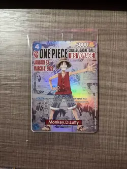 One Piece Monkey D. Luffy US Voyage College Basketball Card (Sealed) - Image 1