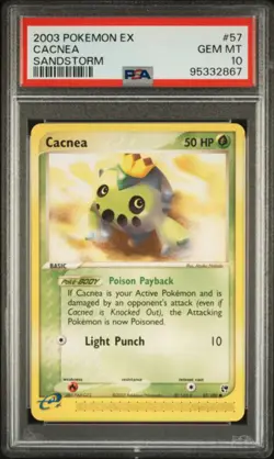 PSA 10 - 2003 EX Sandstorm Cacnea 57/100 Pokemon Card - Image 1