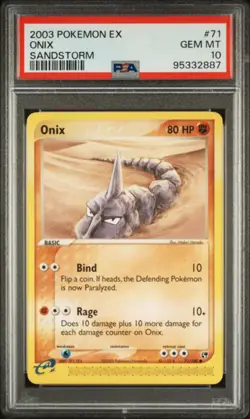 PSA 10 - 2003 EX Sandstorm Onix 71/100 Pokemon Card - Image 1