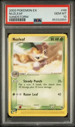 PSA 10 - 2003 EX Sandstorm Nuzleaf 48/100 Pokemon Card - Image 1