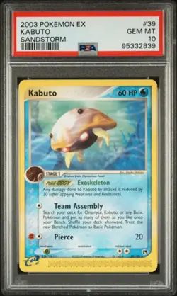 PSA 10 - 2003 EX Sandstorm Kabuto 39/100 Pokemon Card - Image 1