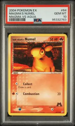 PSA 10 - 2004 EX Team Aqua vs Team Magma's Numel 64/95 Pokemon Card - Image 1