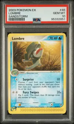 PSA 10 - 2003 EX Sandstorm Lombre 46/100 Pokemon Card - Image 1
