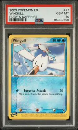 PSA 10 - 2003 EX Ruby & Sapphire Base Set Wingull 77/109 Pokemon Card - Image 1