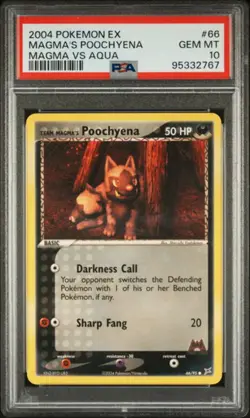 PSA 10 - 2004 EX Team Aqua vs Team Magma's Poochyena 66/95 Pokemon Card - Image 1