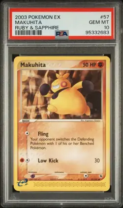 PSA 10 - 2003 EX Ruby & Sapphire Base Set Makuhita 57/109 Pokemon Card - Image 1