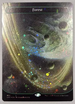 MTG Magic [x1] Forest [x1] ORBITAL GALAXY FOIL Unfinity 495 M/NM - Image 1