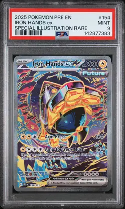 2025 POKEMON PRE EN-PRISMATIC EVOLUTIONS #154 IRON HANDS EX PSA 9 - Image 1