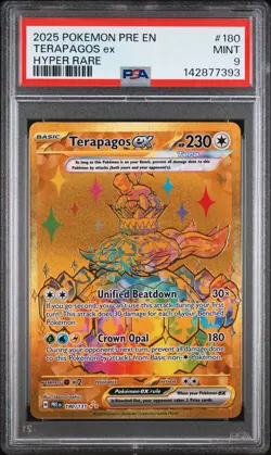 2025 POKEMON PRE EN-PRISMATIC EVOLUTIONS HYPER RARE #180 TERAPAGOS EX PSA 9 - Image 1