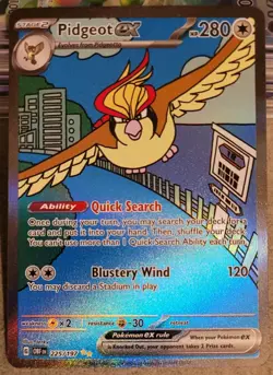 Pidgeot ex 225/197 SIR Special Illustration Rare Pokemon 2023 Obsidian Flames NM - Image 1