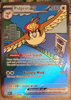Pidgeot ex 225/197 SIR Special Illustration Rare Pokemon 2023 Obsidian Flames NM - Image 2
