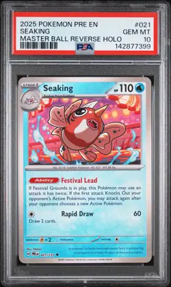 2025 POKEMON PRE EN-PRISMATIC EVOLUTIONS MASTER BALL REVERSE HOLO SEAKING PSA 10 - Image 1